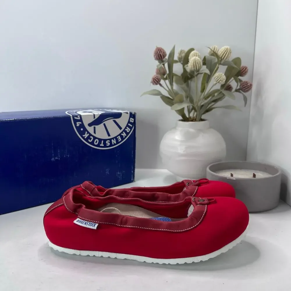 Birkenstock Ponca Slip On Flats Shoes Red Women’s 7 EU 38 NWB Narrow Fit